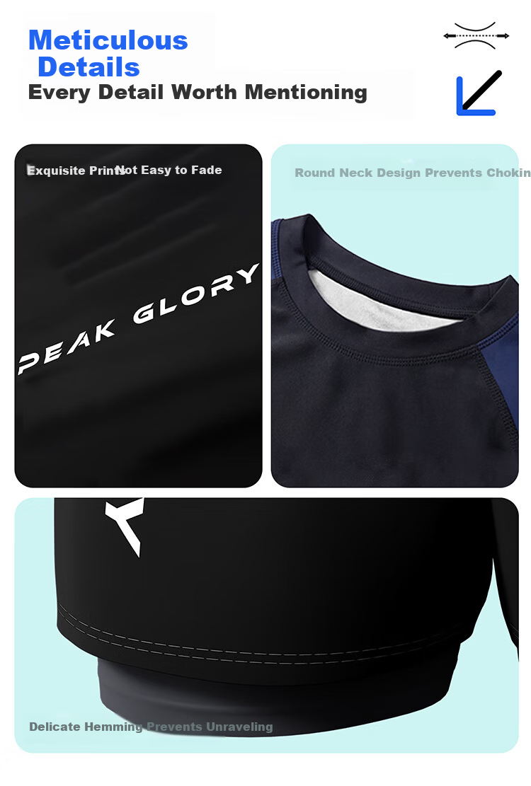 Peak Men's Swimwear Set Short Sleeve Top and Double-Layer Boxer Shorts for Hot Springs and Swimming X4L 10