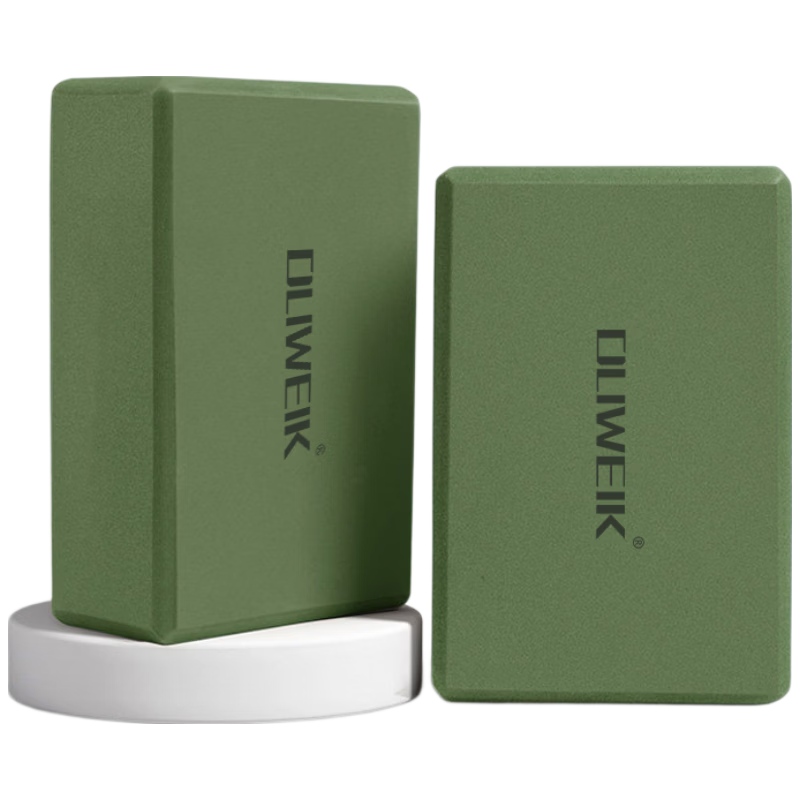 Duweike Yoga Blocks Dance Blocks Non-Slip Foam Fitness Aid for Men, Women, and Children Vintage Green 2-Pack