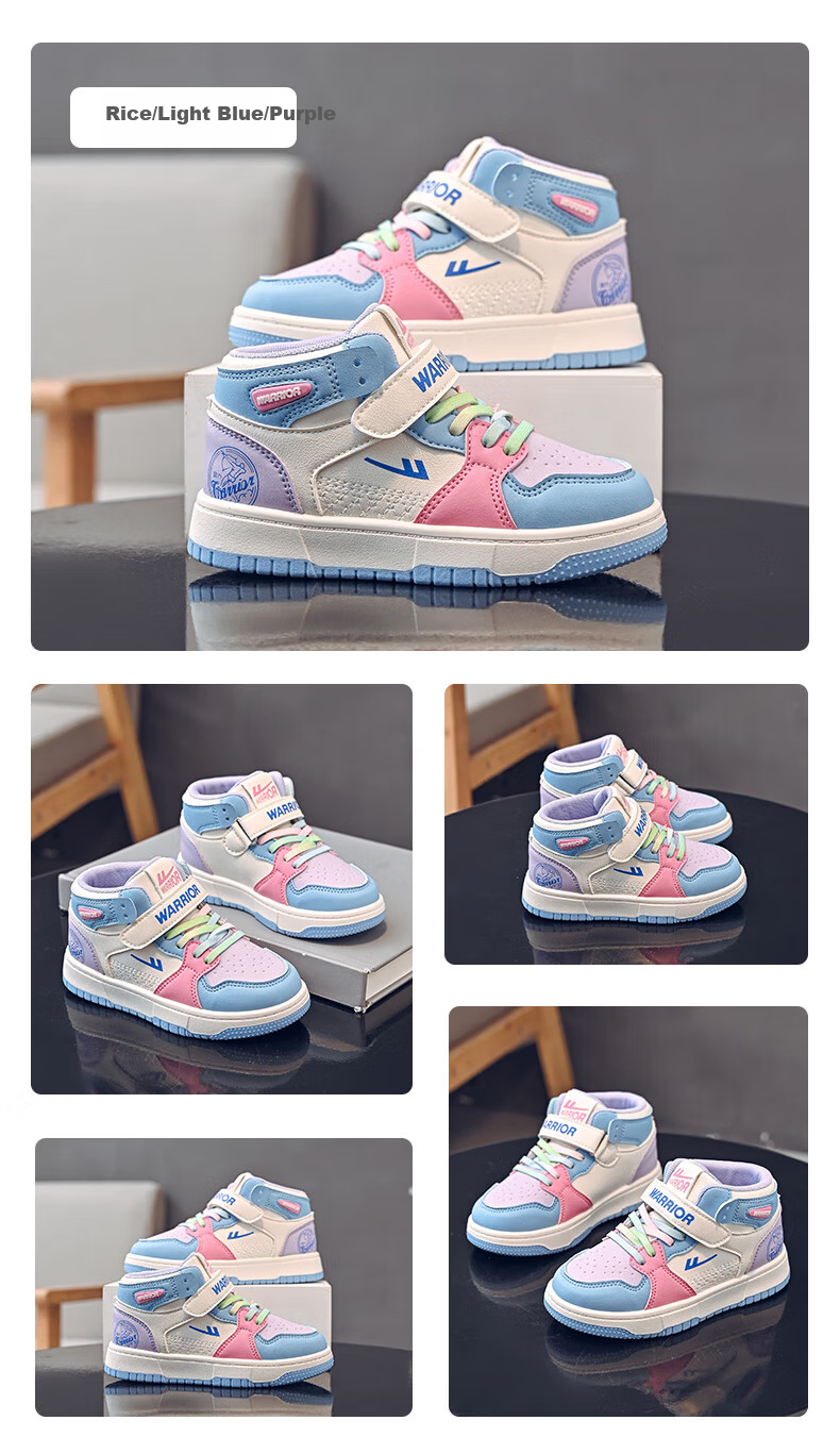 Warrior Children's Mid-Top Sneakers for Spring And Autumn, Boys' School Sports Shoes WZ-0610 Black/White Size 33 6