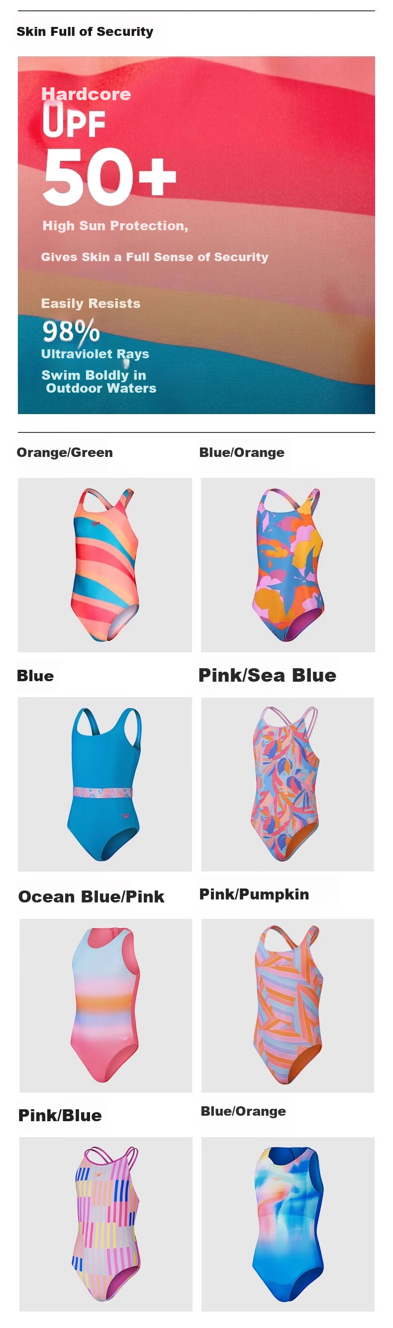 Speedo Children's Swimsuit, Swim Dare Series, Colorful Print, Youth Sun Protection One-Piece Swimsuit for Girls, Blue/pink, Size 15-16 5