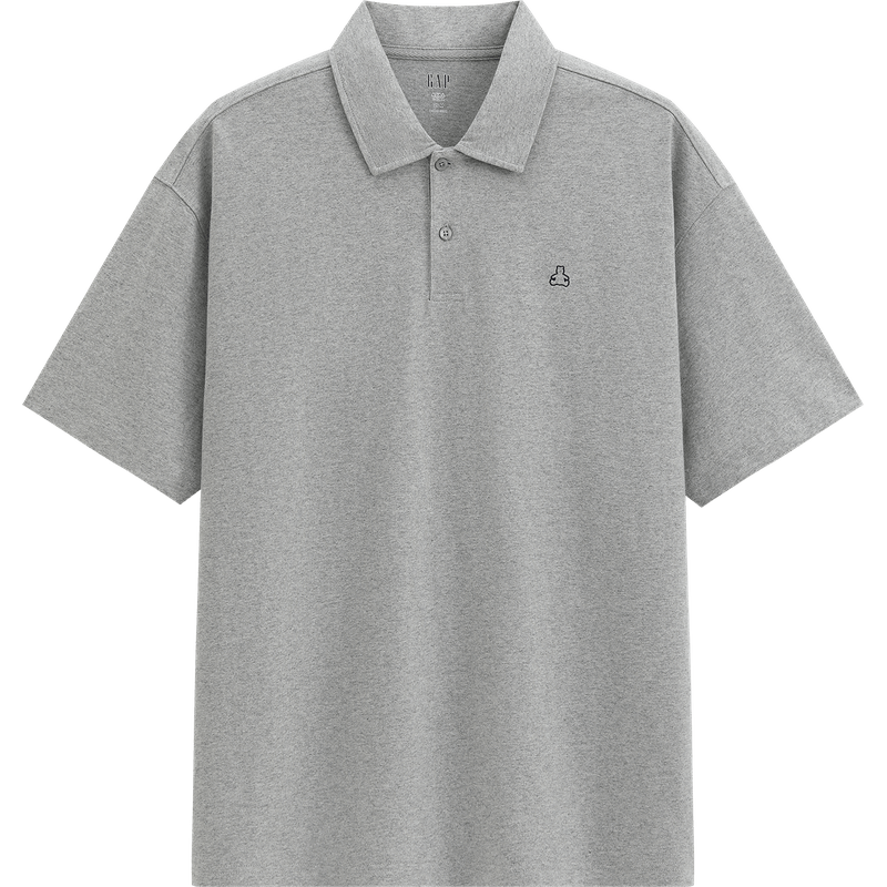 GAP Men's 2026 Summer New Pure Cotton Bear Embroidery Short Sleeve Polo Shirt Casual Top 892476