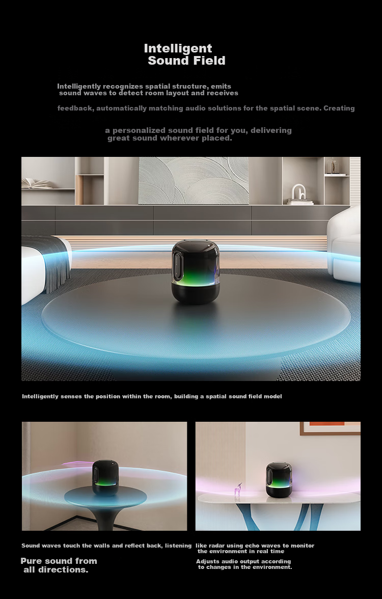 Huawei Sound X4 Smart Speaker Wireless Bluetooth Speaker Colorful Light with Sound Dynamic Deep Bass Gold Standard Audio Certification Women's Day Gift with Cleaning Cloth 6
