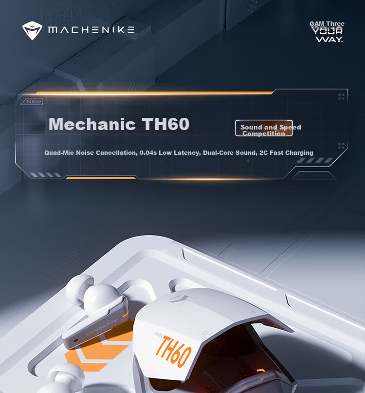 MACHENIKE TH60 Bluetooth Wireless Earbuds Apple Android True Wireless In-Ear Bluetooth 5.4 Sports Earphones Long Battery Life High-Quality Sound White 1