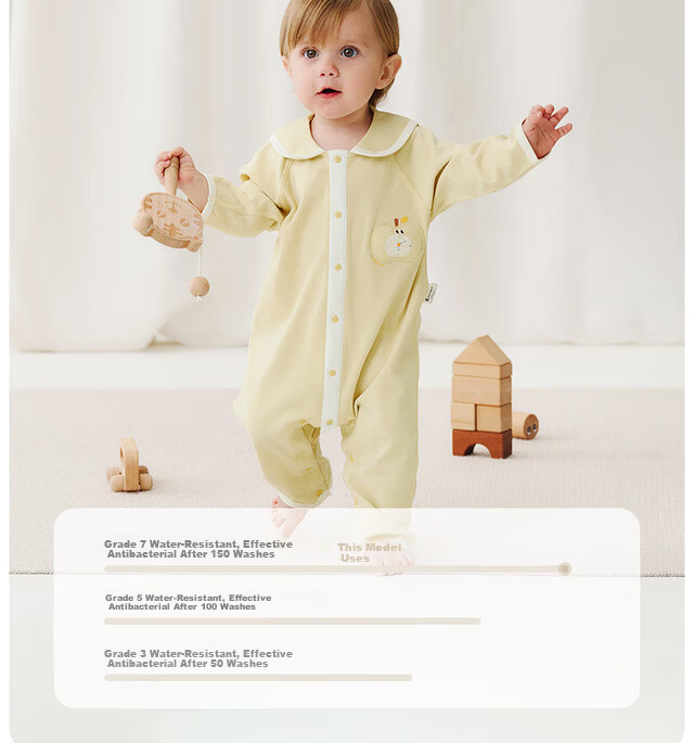 TONGTAI Baby Romper Spring and Autumn Pure Cotton Newborn Outing Lapel Jumpsuit Yellow 59cm 6