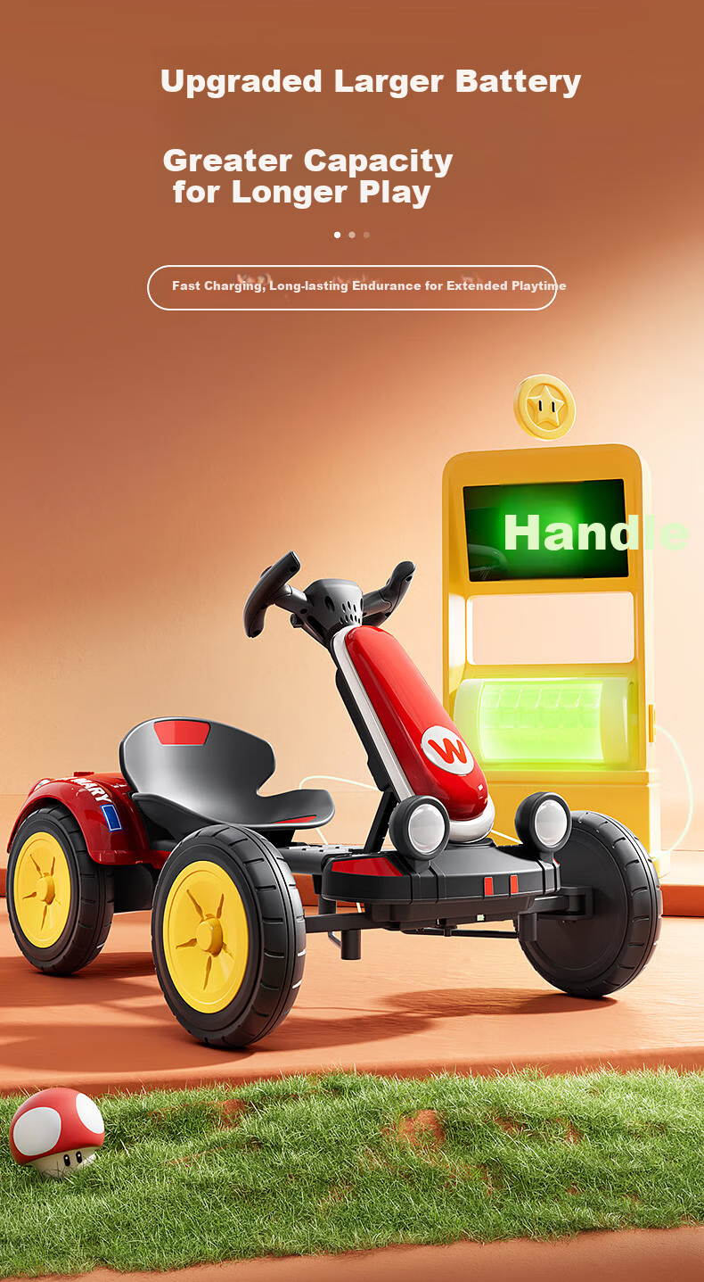 Kids Electric Ride-On Car for Boys and Girls, Remote Control Go-Kart, Four-Wheel Vehicle for Ages 3-8 5