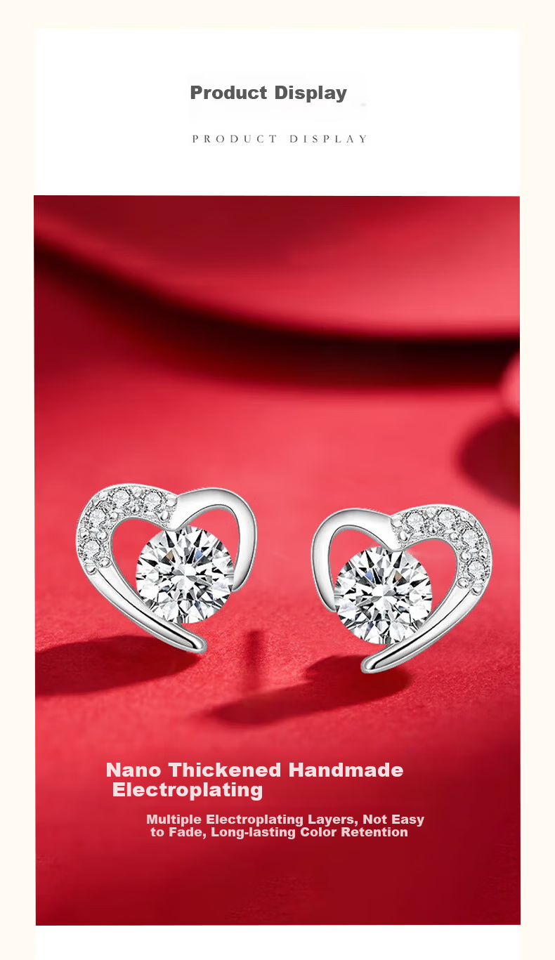 Chow Tai Fook Weekly Light Luxury High-End Silver Stud Earrings for Women Gift Box Birthday Present for Girlfriend 12