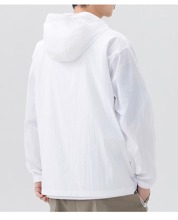 JEEP Men's Ice Silk Sun Protection Jacket Summer UV Protection UPF50+ Hooded Sunproof Coat White 3XL 21