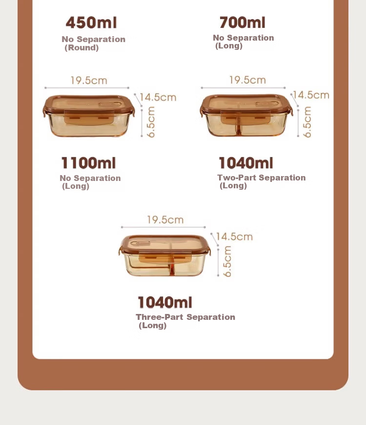 Cilock Glass Food Storage Container Microwave Safe Large Capacity Kimchi Box Amber Extra Tall 2L 12