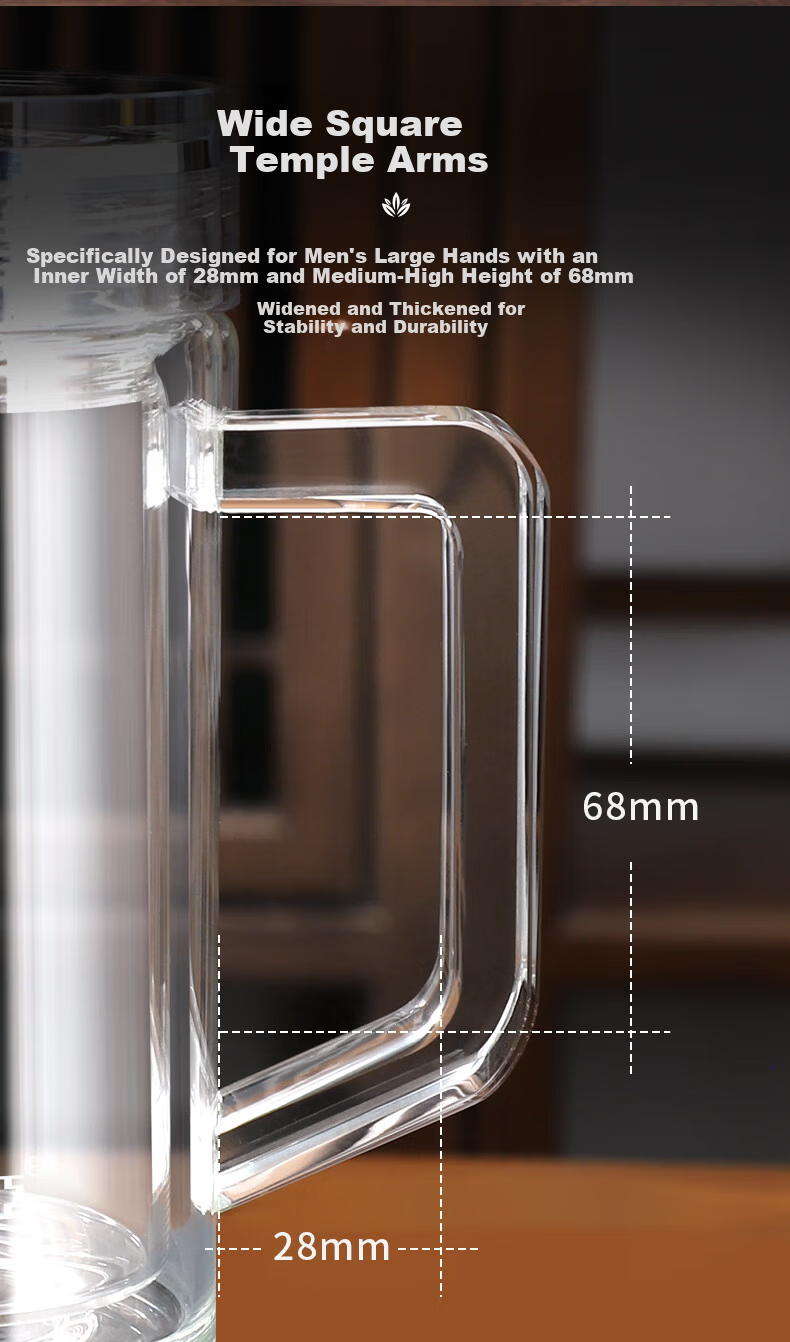 GEYA Mingyuan Office Double-Layer Glass Cup Men's Glass Water Cup with Handle Custom Glass Tea Cup 7
