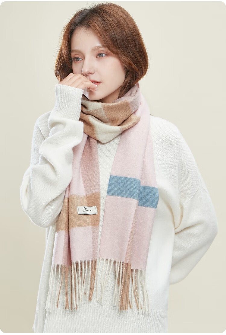 JIUMU Pure Wool Scarf for Women, Autumn And Winter Neck Warmer, Ladies' Warm Shawl, Gift for Women on Mid-Autumn Festival Or Birthday, Gift Box Packaging 16