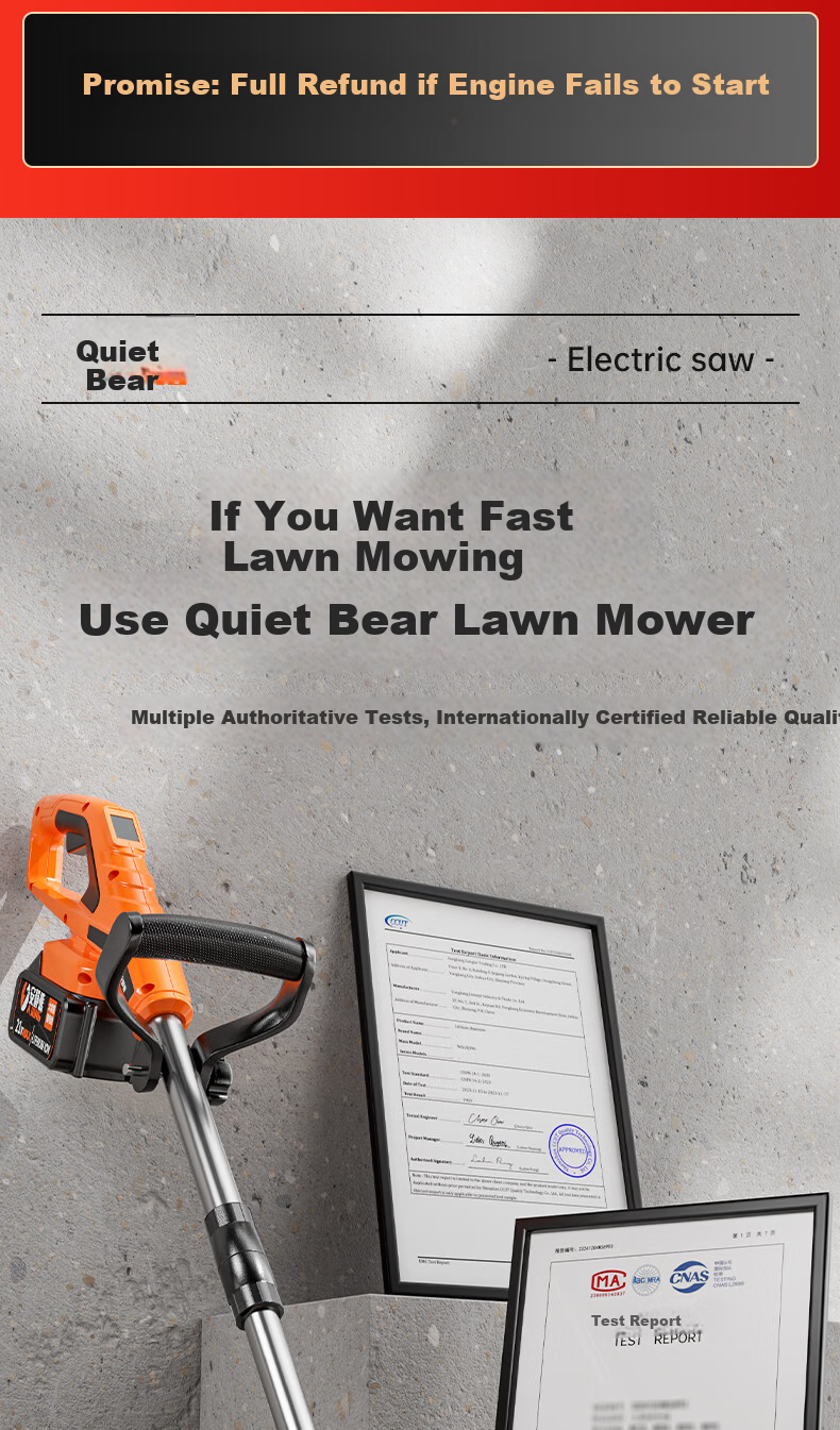 Quiet Bear Electric Lawn Mower Rechargeable Lithium Battery Fully Automatic High Power Garden Lawn Grass Trimmer 2