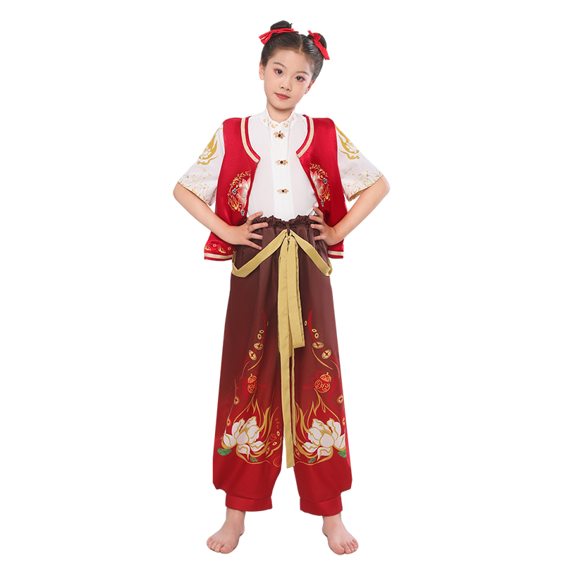 Guniya Nezha Costume Set, New Chinese-Style Hanfu Performance Outfit, Nezha COS Performance Costume 120