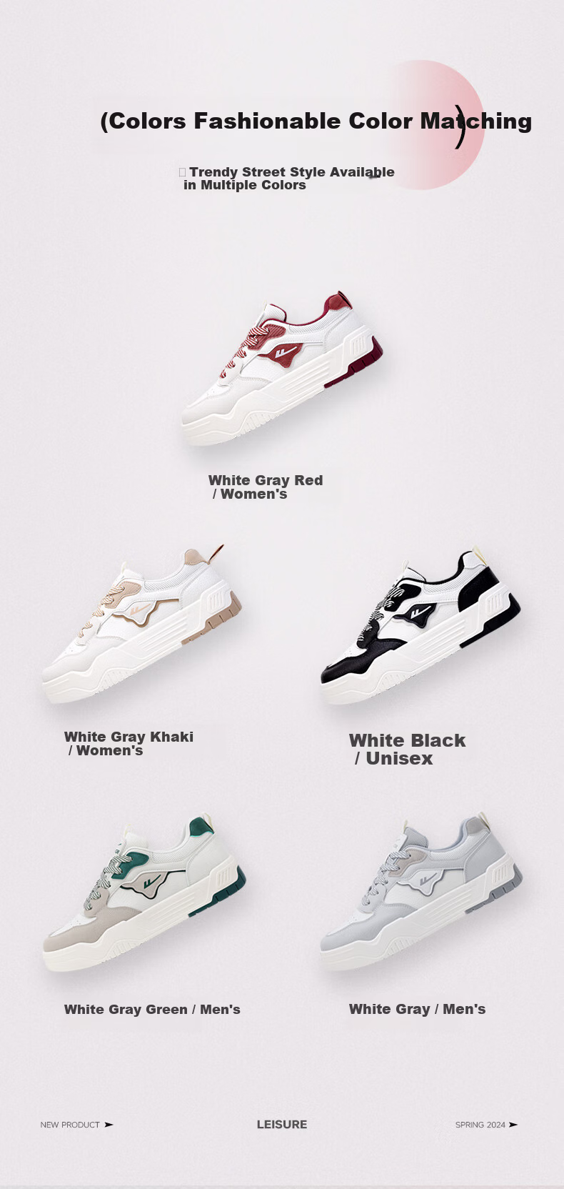 Huili Official Women's Shoes, Summer Sneakers for Women 2026, Casual Ladies' Shoes, Lightweight Thick-Soled Women's Footwear, White-Gray Size 37 2