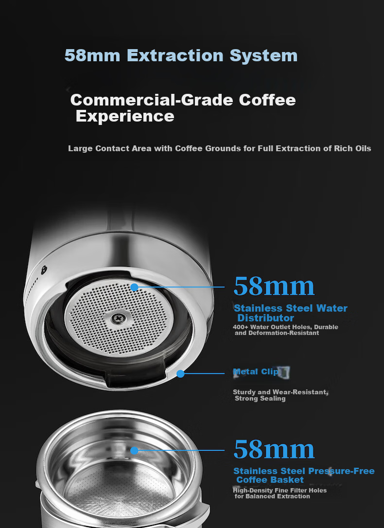 Kepura CP239 Espresso Coffee Machine Semi-Automatic Professional Home Office Small Steam Milk Frother Hot and Cold Dual Extraction 10
