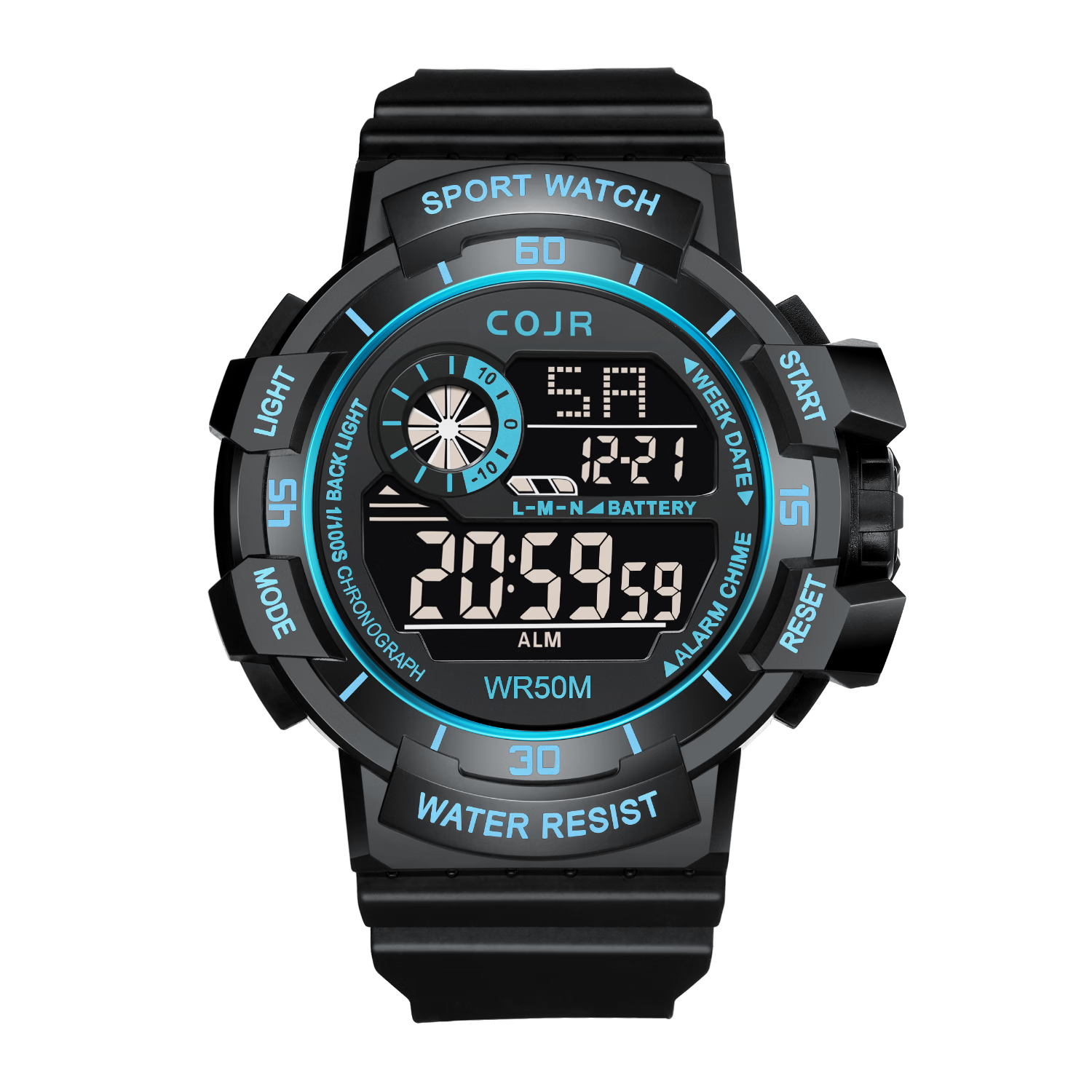 COJR Electronic Timing Watch for Boys Junior High Students Waterproof Sports Alarm Clock for Children