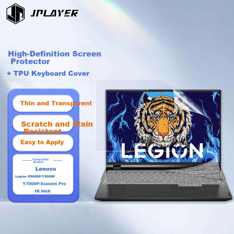 JPLAYER Keyboard and Screen Protective Film Set for Lenovo Legion R9000P/X/Y9000P/X/K/Y7000P/Xiaoxin Pro 16-inch High Transparency Scratch-Resistant