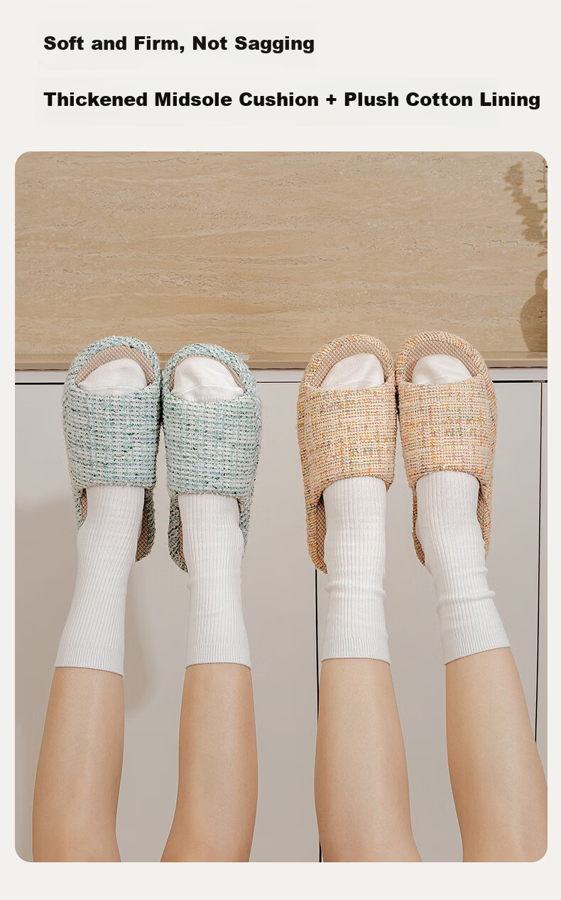 Puxiya Linen Slippers Women Indoor Home Non-slip Odor-resistant Breathable Lightweight Cotton Linen Slippers Men Black Size 40-41 8