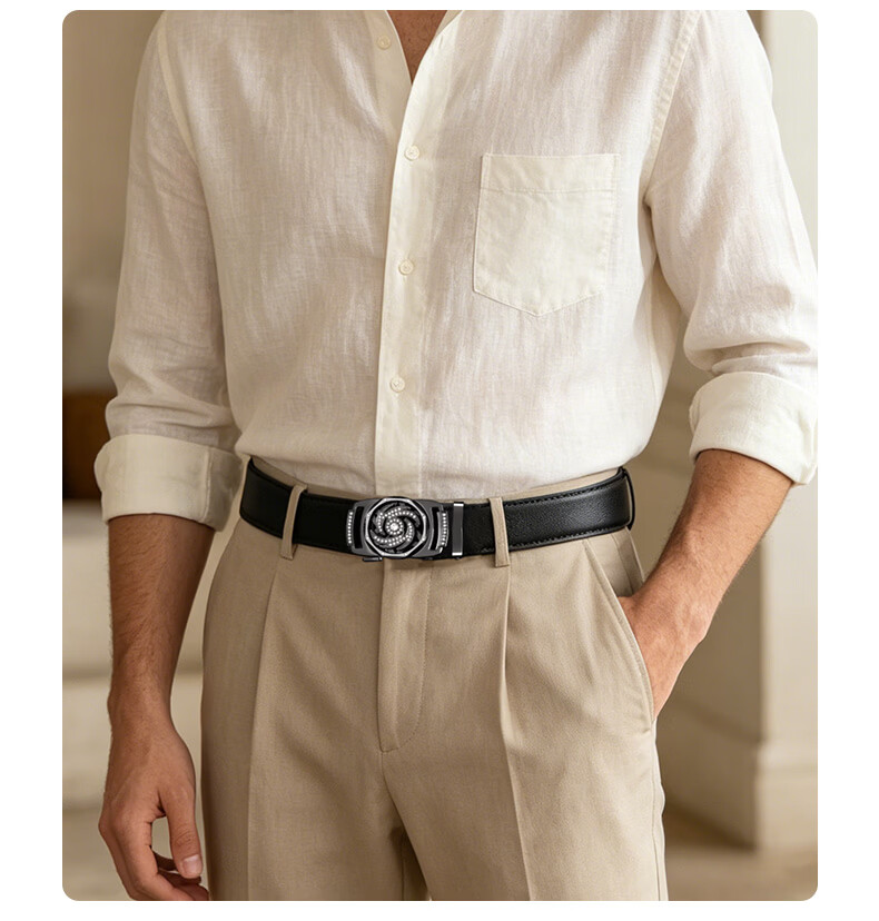 CARTELO "Fortune Turn" Men's Business Casual Genuine Leather Automatic Buckle Belt Gift for Boyfriend Husband Father 11