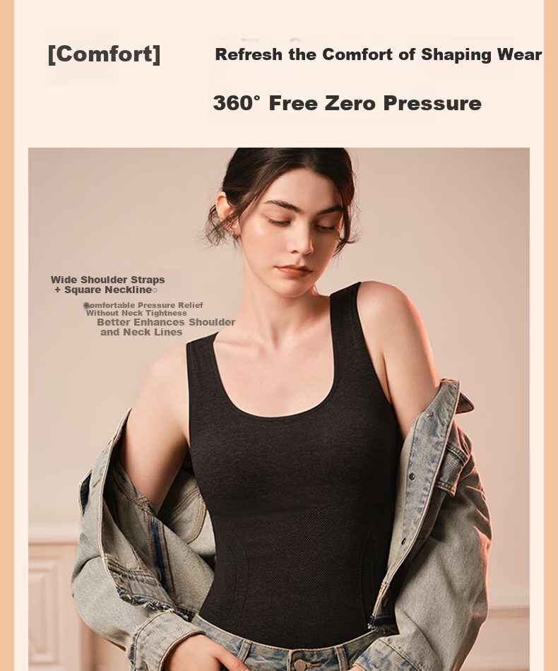 LUCKMEEY Wool Warmth Integrated Thermal Underwear for Women with Chest Pad, Fleece-Lined Thickened Heating Vest 17