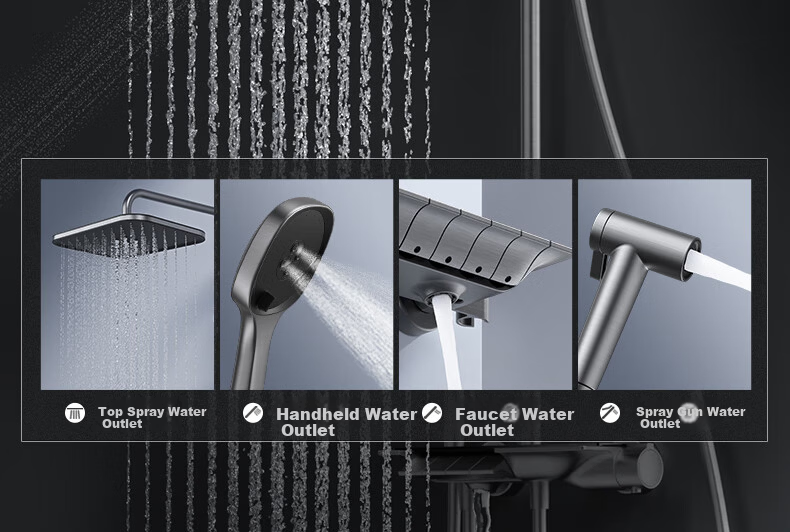 JOMOO Shower Set Gun Gray Piano Key Automatic Descaling Pure Copper Waterway Shower 36602-536/HBS-1 22