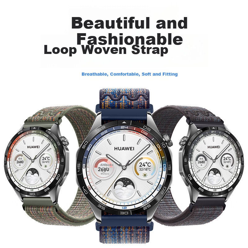 Xiaopijiang Nylon Loop Watch Strap Compatible with Huawei GT6/GT5 Pro/GT4/3 Pro, Watch5/Watch4 Pro/3, Honor, Xiaomi Watch Bands