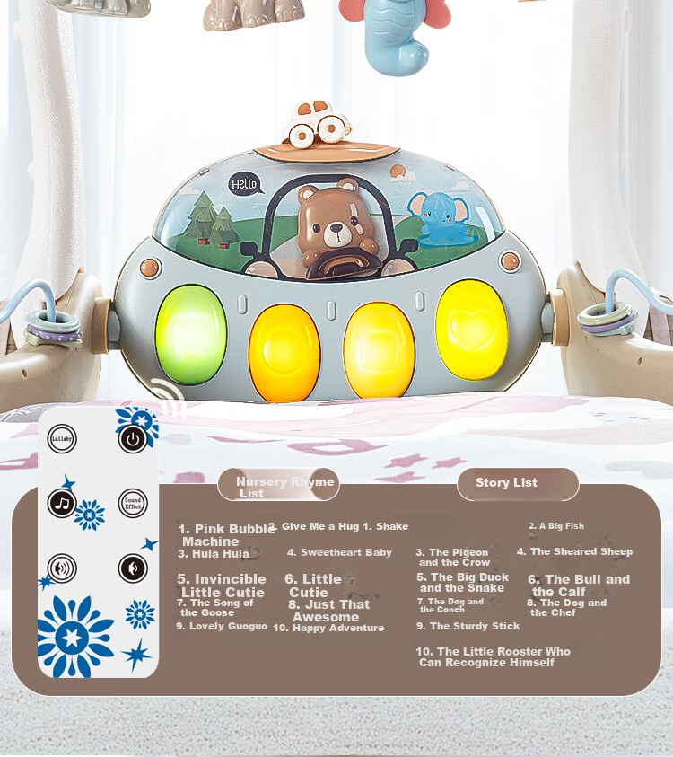 Knowledge Garden Baby Toy Fitness Frame Rocking Chair Foot Piano for 0-6 Months Newborn Full Moon Gift 13