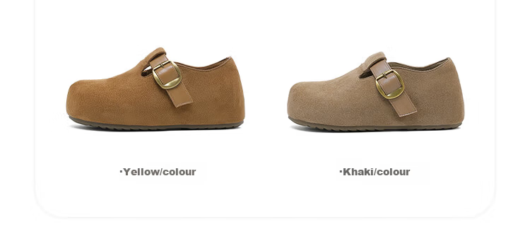 La Chapelle Women's Birkenstock Style Shoes New Thick Sole Casual Low-top Lightweight Shoes for Women, Khaki, Size 36 2