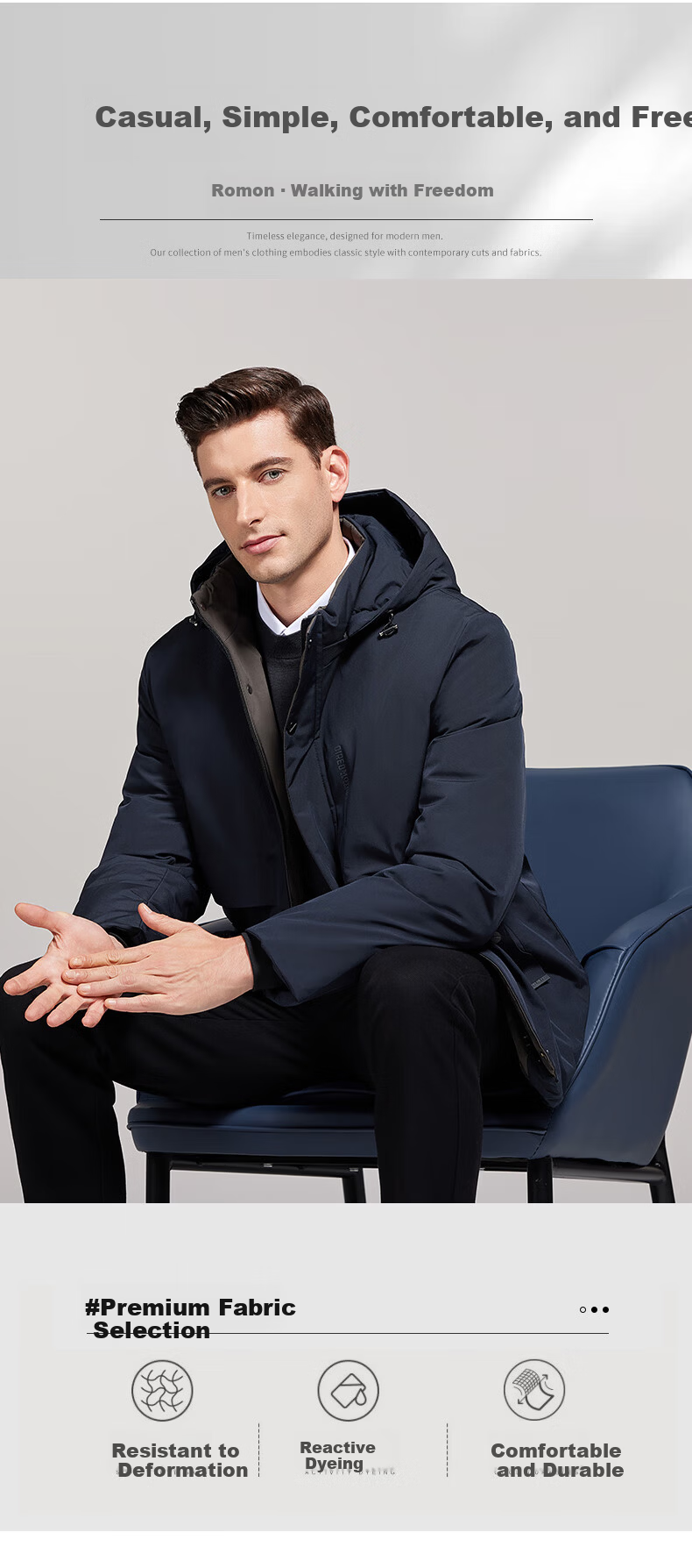 ROMON Men's Winter Trendy Business Cotton Padded Jacket Warm Cotton Coat Middle-aged and Elderly Dad Style MF78 Black 4XL 2