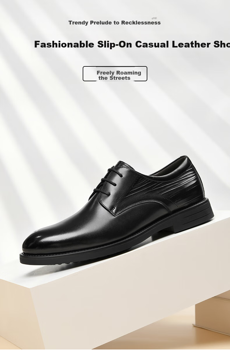 HLA Men's Business Casual Shoes First Layer Cowhide Formal Shoes British Style Black 38 1