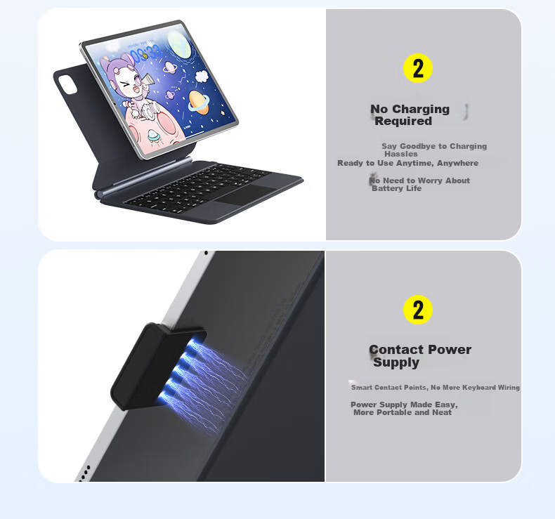 B.O.W Hangshi HA354 2025 New iPad Magic Keyboard for 9th Gen, Compatible with Apple Air 5/4, Magnetic Floating Protective Case, Five-Level Backlight Integrated, Black 4