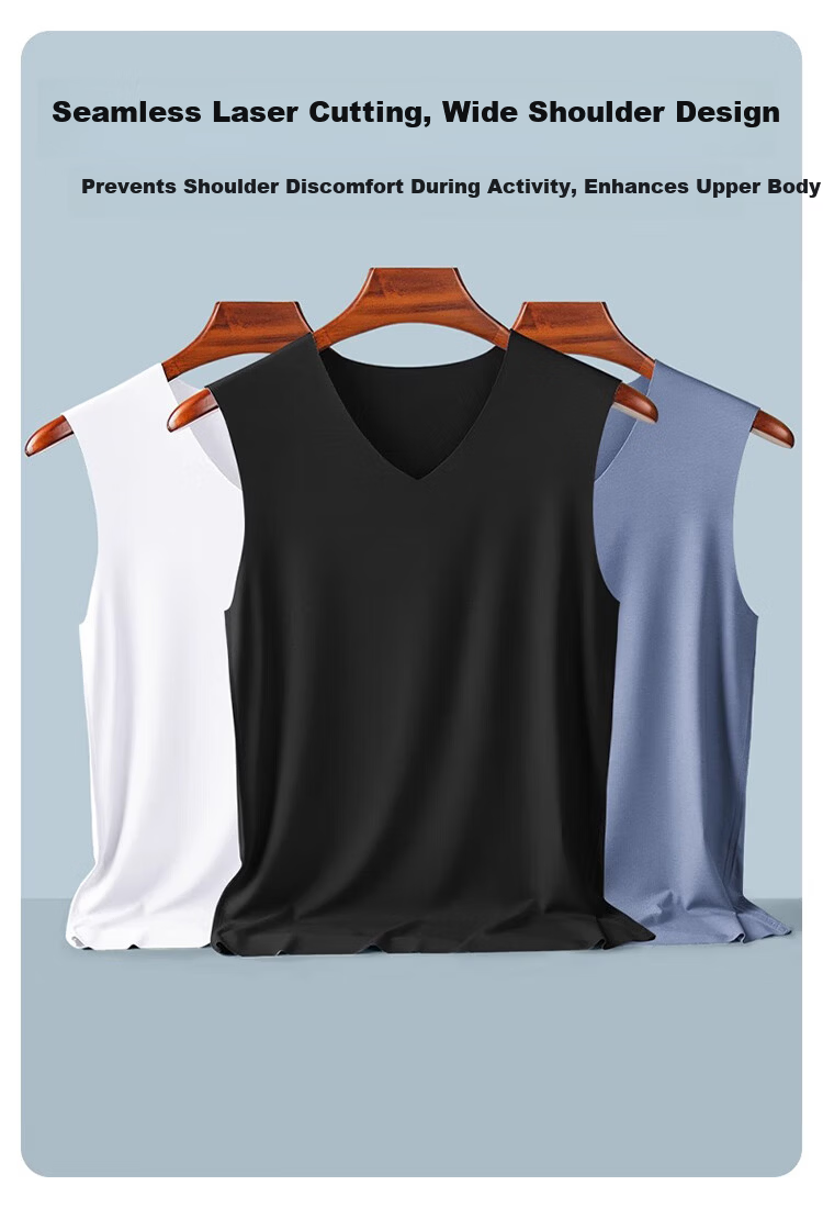 FitonTon 2-Pack Men's Modal Seamless Tank Tops Spring Summer Athletic Undershirts Racerback Sports Vests 2