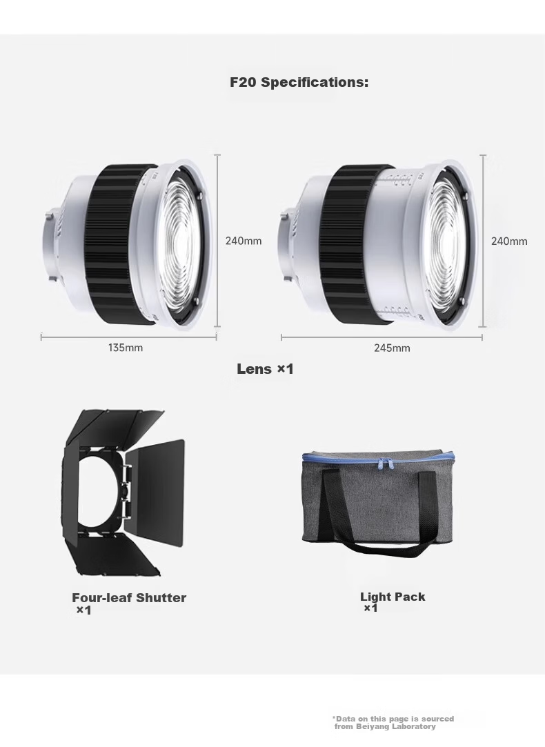 Beiyang F20 Fresnel Focus Imaging Lens Borong Mount Eight-Blade Aperture Lens Zoom Condenser Optical Modeling Creative Shooting Live Photography Light Accessory 18