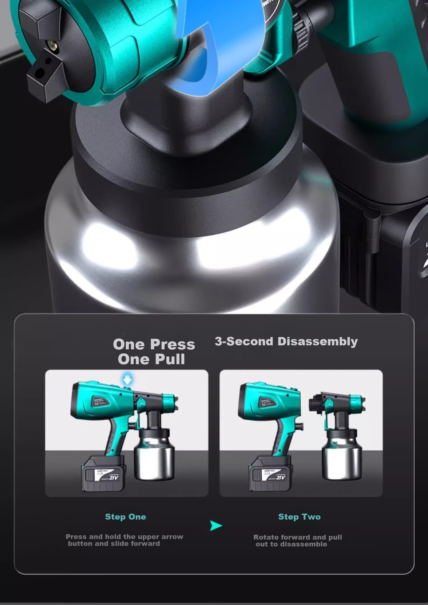 GREENER Electric Spray Gun Lithium Battery Spray Paint Machine Latex Paint Atomization Coating Sprayer [Two Batteries and One Charger] 22