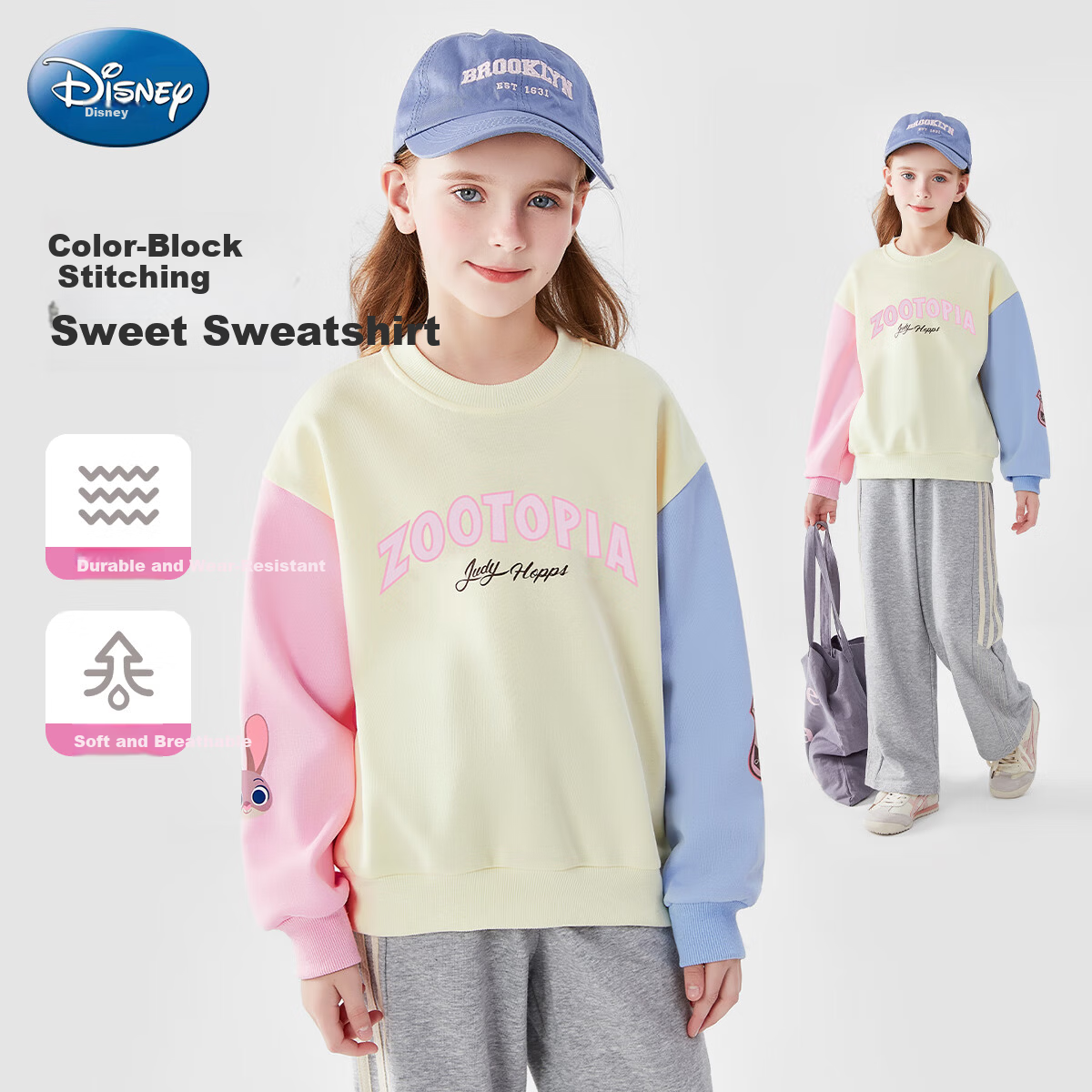 Disney Girls' Sweatshirt Zootopia Off-White Pullover Long Sleeve Spring Top Size 130