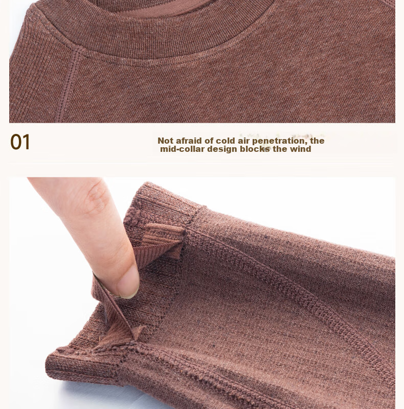 GRACEWELL Women's Thermal Sportswear Autumn Winter Wool Heat Retaining Slim Fit Base Layer Set Autumn Top and Bottom Cocoa Brown F 35