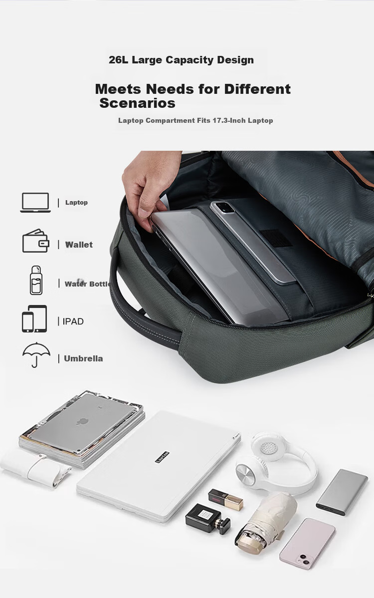 KALA·Y Qilin Business Laptop Backpack Large CN5228 27L Piano Black 6