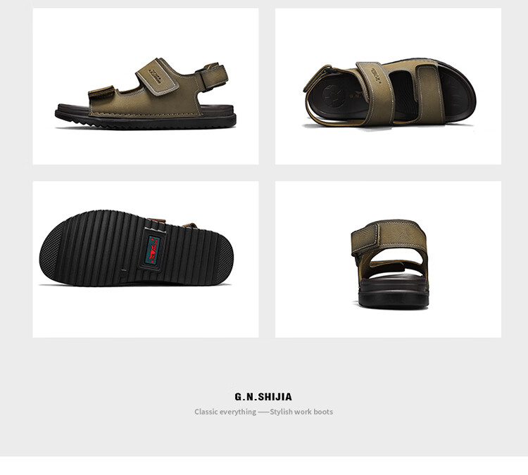 Bull Family Men's Leather Sandals Summer New Breathable Casual Comfortable Durable Beach Shoes Lightweight Versatile Outdoor Shoes for Men 23