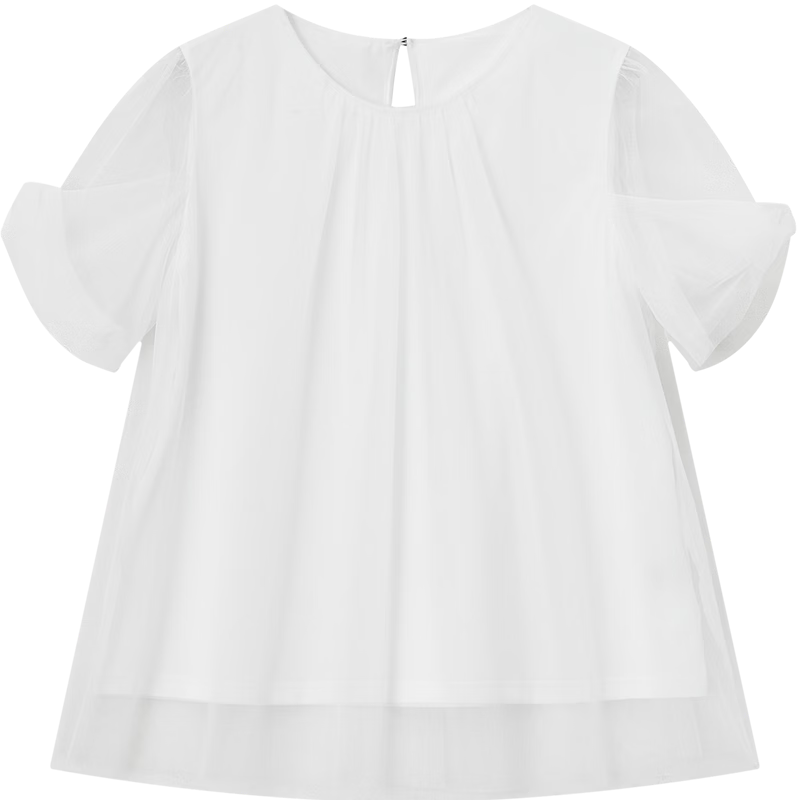 Demana [Veiled Aesthetics] Summer Lady Two-in-One Skin-Friendly Cotton-Spandex Mesh Loose Slimming T-Shirt Women Premium
