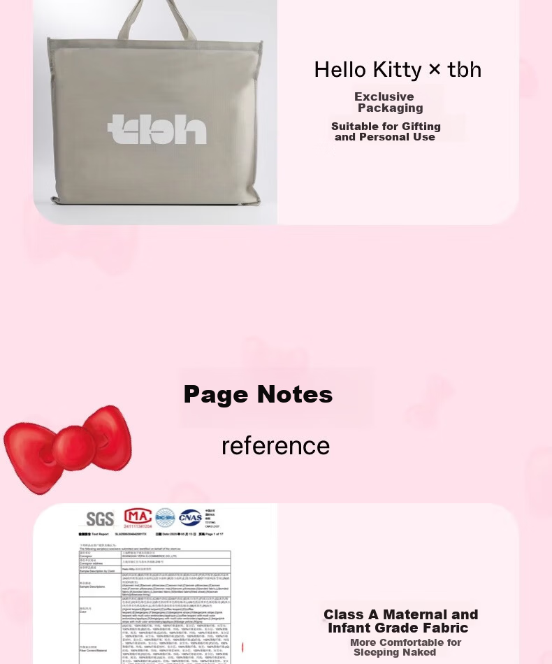 Tbh Sanrio Hello Kitty Ice Silk Summer Cooling Mat Machine Washable Soft Mat 120x200cm with Straps 16
