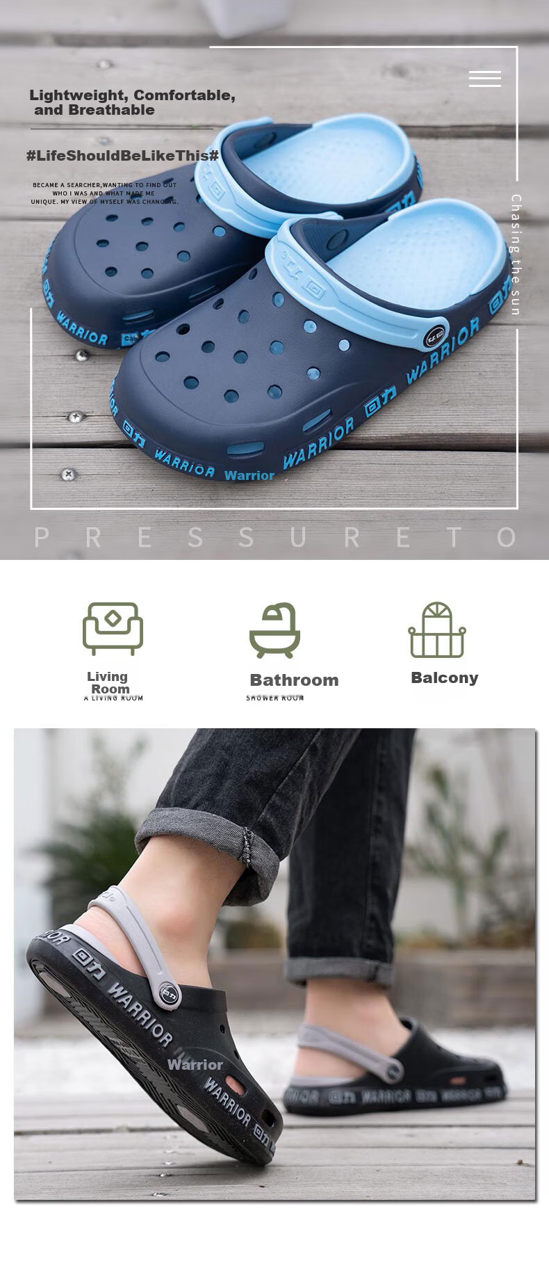 Huili Perforated Shoes, Couple Style, Closed-Toe, All-Season, Indoor And Outdoor Casual Travel, Two-Way Wear, Beach Shoes, Lightweight, Breathable, Comfortable, Durable Sandals, Women's Style HL0119, Pink, Size 40 3