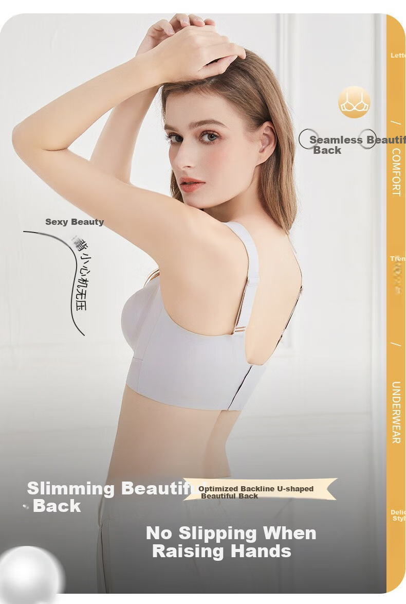 LangSha Ultra-Thin Summer Bra for Women Large Bust Minimizing Anti-Sagging Seamless Slimming Side Support Breathable Bra 7