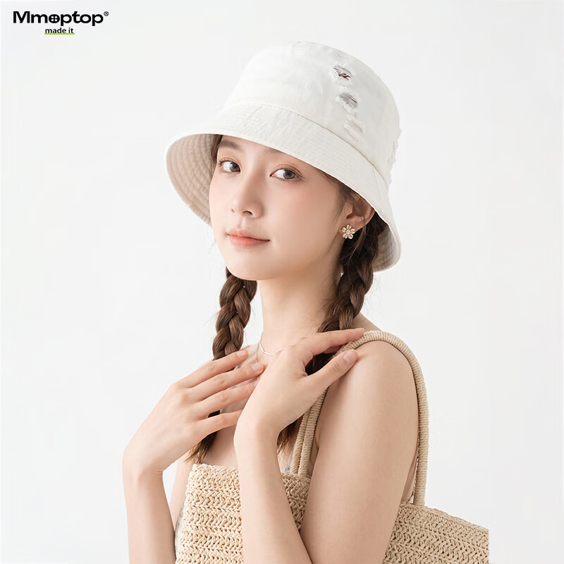 MMOPTOP Japanese Style Distressed Fisherman Hat Women Vintage Washed Cotton Bucket Hat Casual Versatile Face-Slimming Sun Hat Men