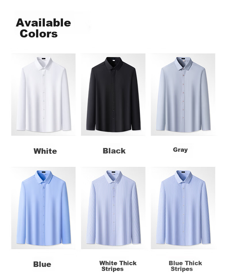 FIRS DP Non-Iron 100% Cotton Wrinkle-Resistant Long Sleeve Shirt Men Business Casual Pure Cotton Base Shirt 6