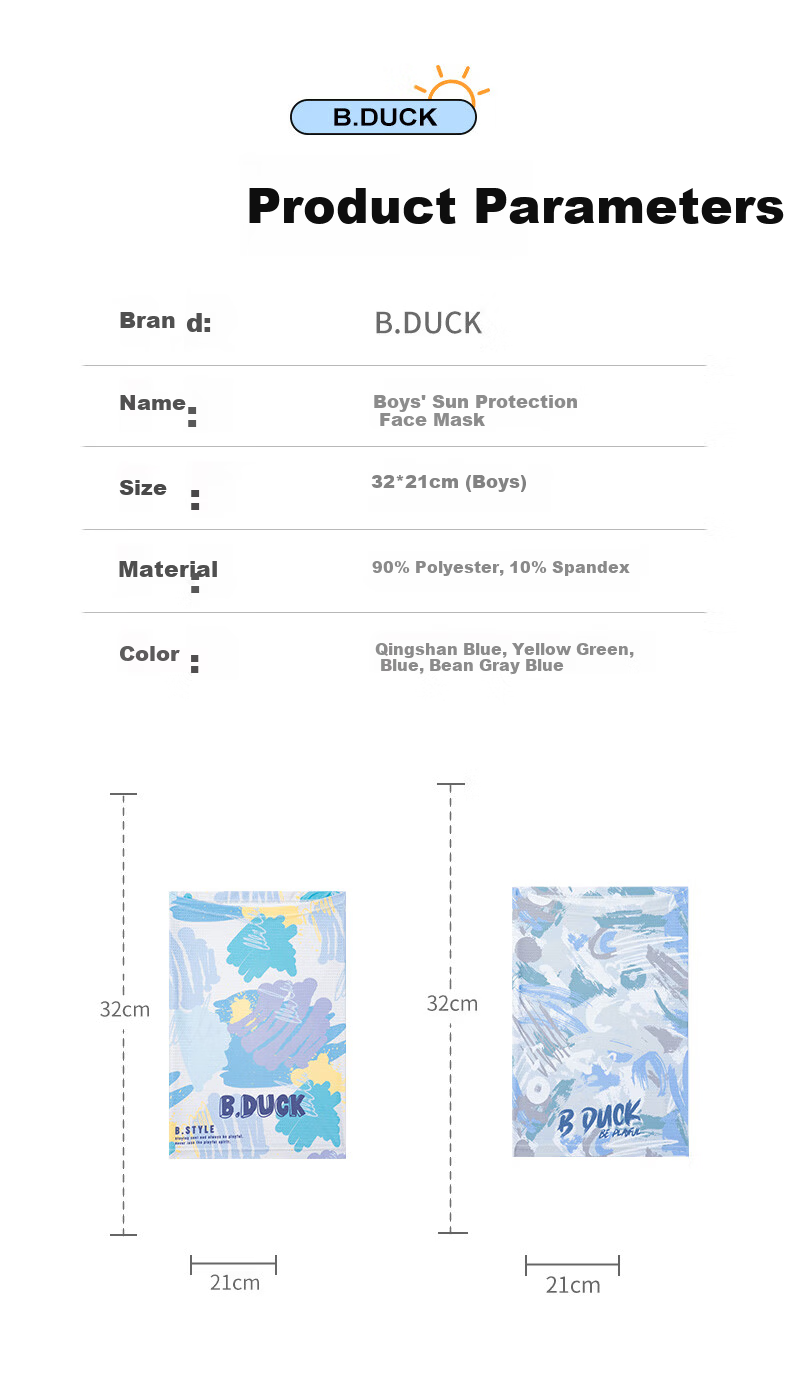 B.Duck Yellow Duck Kids Hanging Ear Sun Protection Face Mask UPF50+ UV Protection Summer Cooling Outdoor Beach Face Cover Neck Gaiter 4