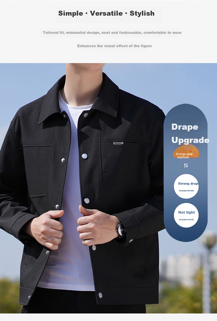 Pierre Cardin Men's Jacket Spring Autumn Winter Trendy Loose Workwear Casual Top Black XL 3