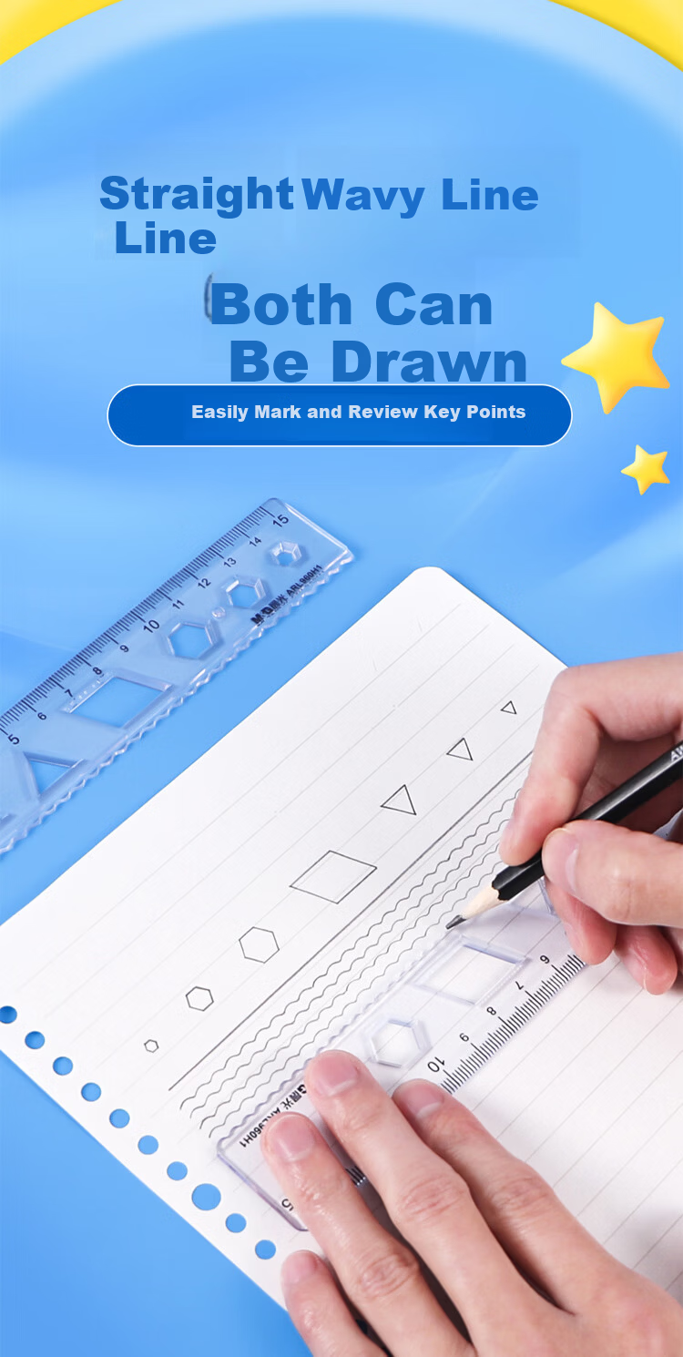M&G Premium Series Non-Stick Straight Ruler, 20cm Thick Wavy Edge Ruler, Universal Measuring And Drawing Tool, Office Supplies, Single Pack ARL960W6 2