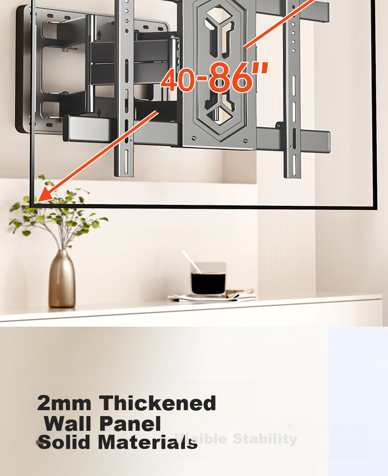 Enlip Ultra-Thin Embedded Split Heavy-Duty Telescopic TV Wall Mount Bracket 75-100 Inch Compatible with Xiaomi Hisense TCL Skyworth 90/100 Inch No Obstruction to Sockets and Speakers 11
