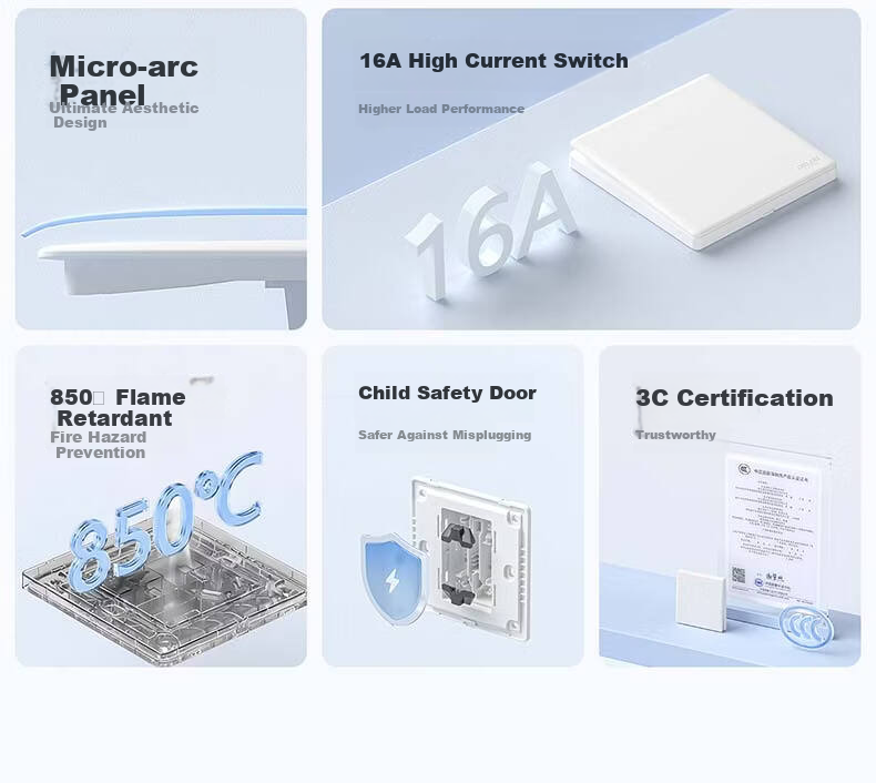 DELIXI Switch Socket CD806 Matte Frosted Cream Style Large Panel Two-Gang Double Control Han Yu White 6