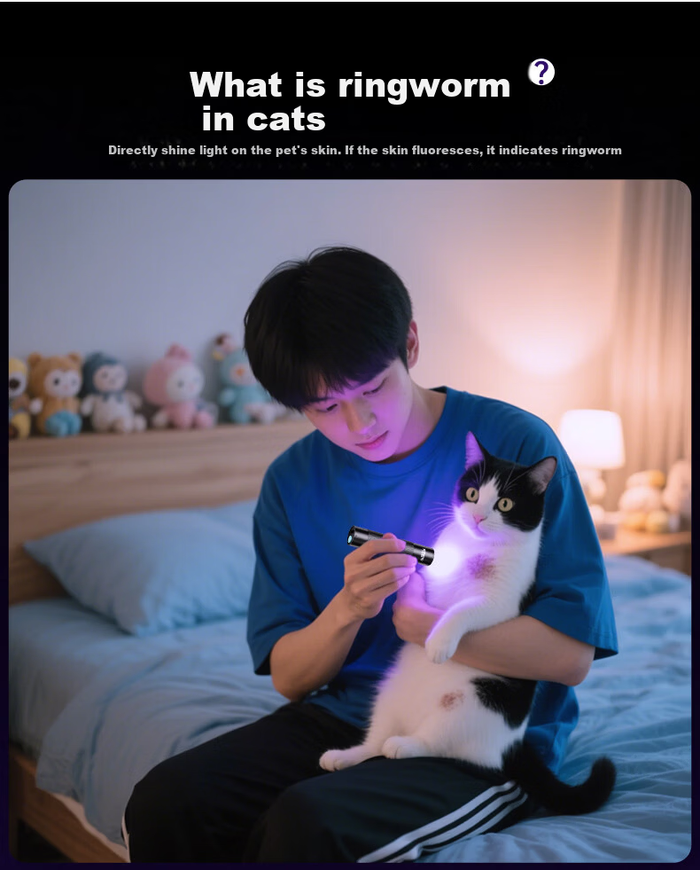 Tuteng Wood's Lamp 365nm UV Light Cat Ringworm Detection Anti-Counterfeit Money Jade Identification Fluorescent Agent Fruit and Vegetable Inspection Flashlight 5