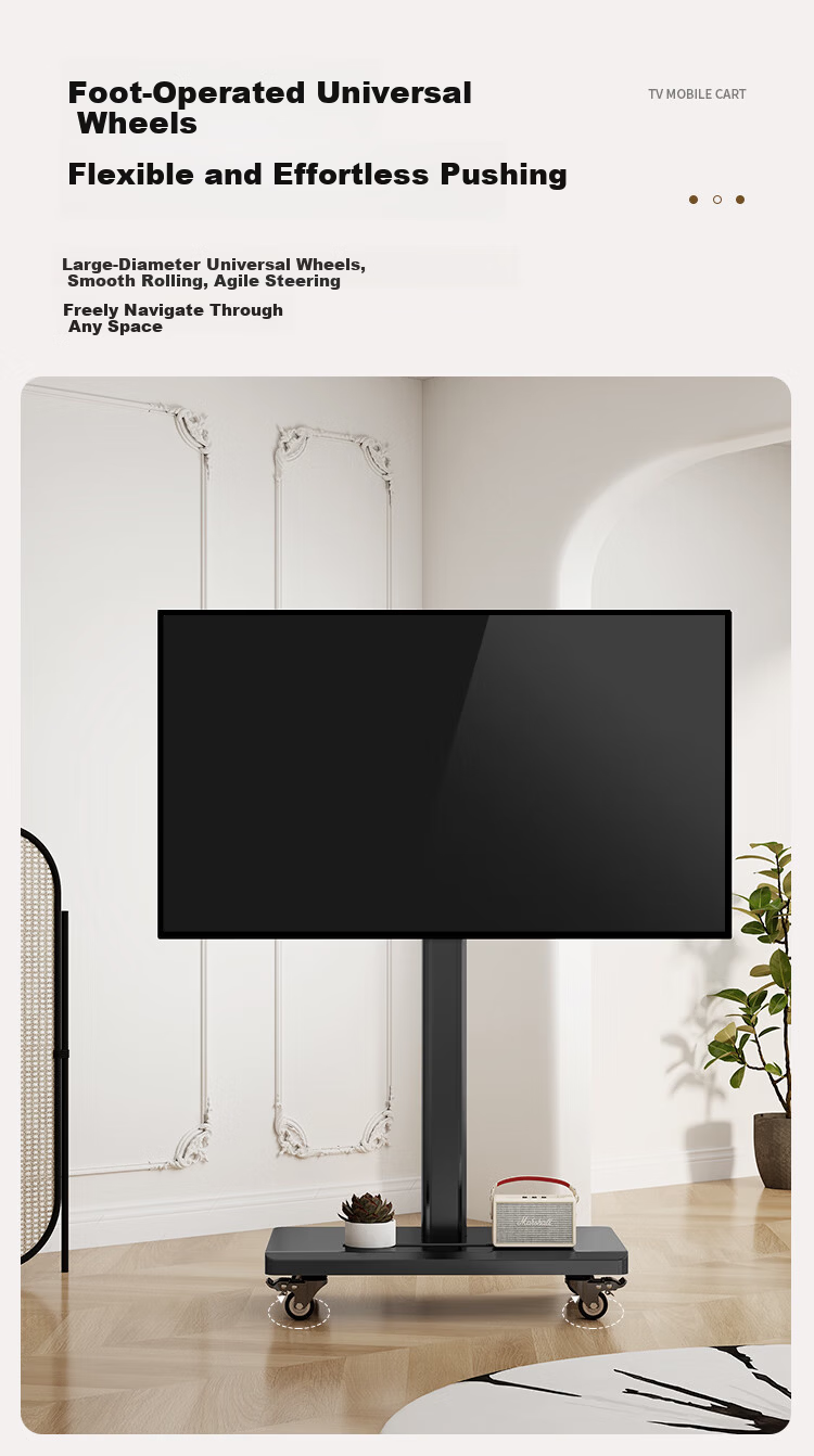 TAZD TV Stand, Movable 40-80 Inch, Horizontal And Vertical Screen, Adjustable Height, Rotatable 90°, Floor-Standing Cart for TVs, Flat-Screen TV Mount, Monitor Stand, Brand-Movable Rack 7